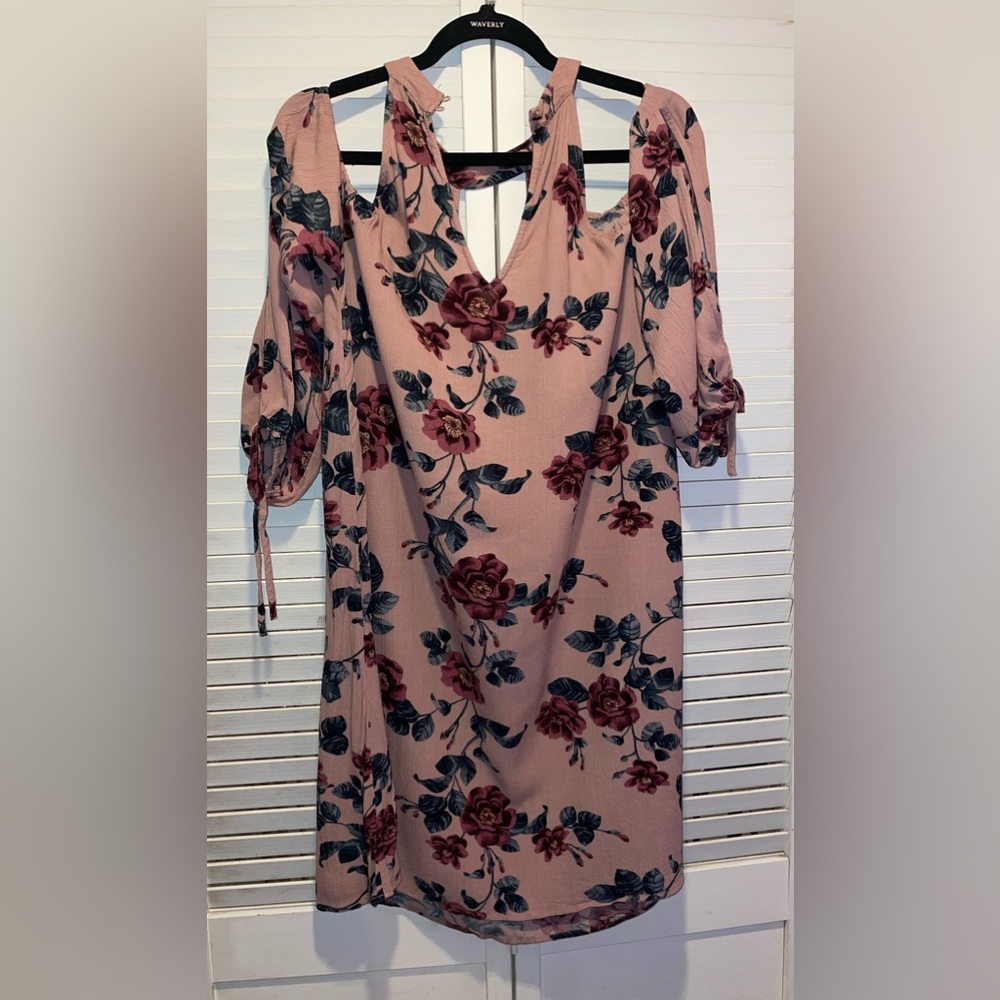 Mauve floral pink print dress